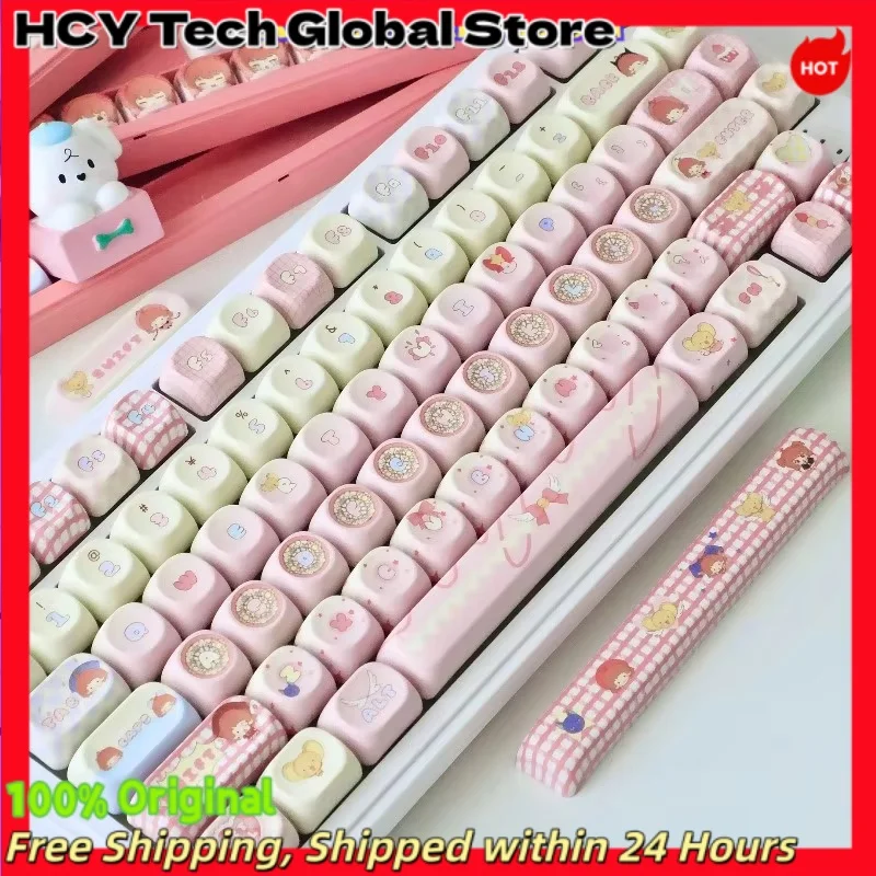 Original CCS Sakura Kawaii Cartoon PBT Keycap MOA Profile 5-Side Dye Sub Wearproof MX Cross Stem Keycap for 60 65 75 Alice KBD
