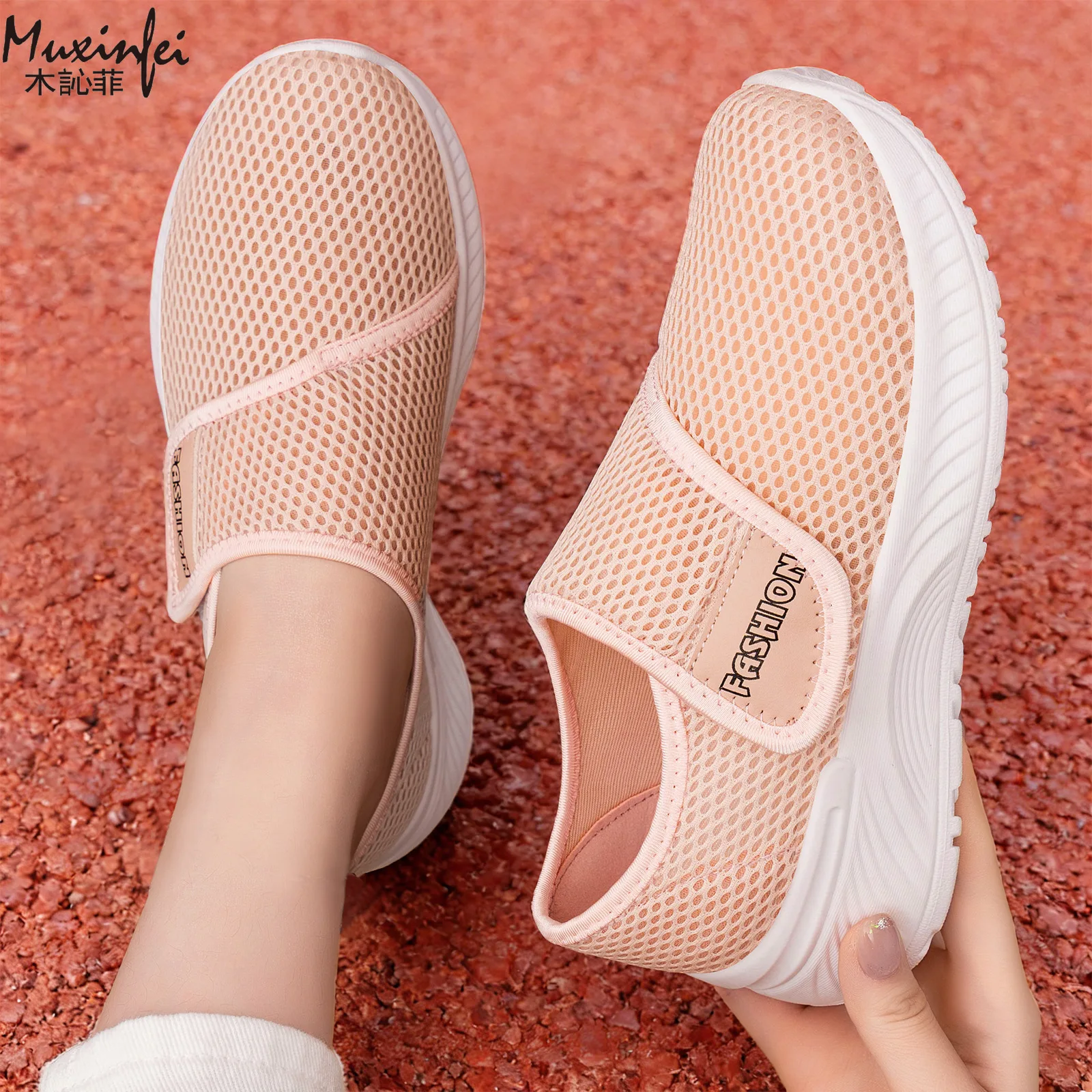 Damen Frühling Neue Vielseitige Atmungsaktive Klettverschluss-Wanderschuhe mit Weicher Sohle, Ermüdungsfrei, Größen 36-43 – Detail 2