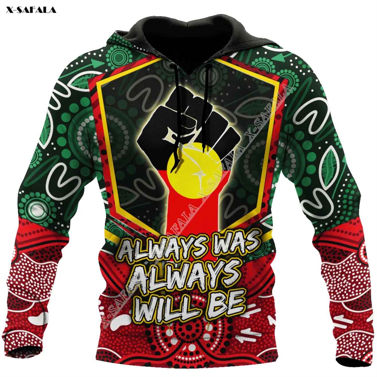 Always Will Be Australia ABORIGINAL Flag 3D Print Men's Hoodie Jumper Hooded Jersey Tracksuits Shirt Sporty Breathable