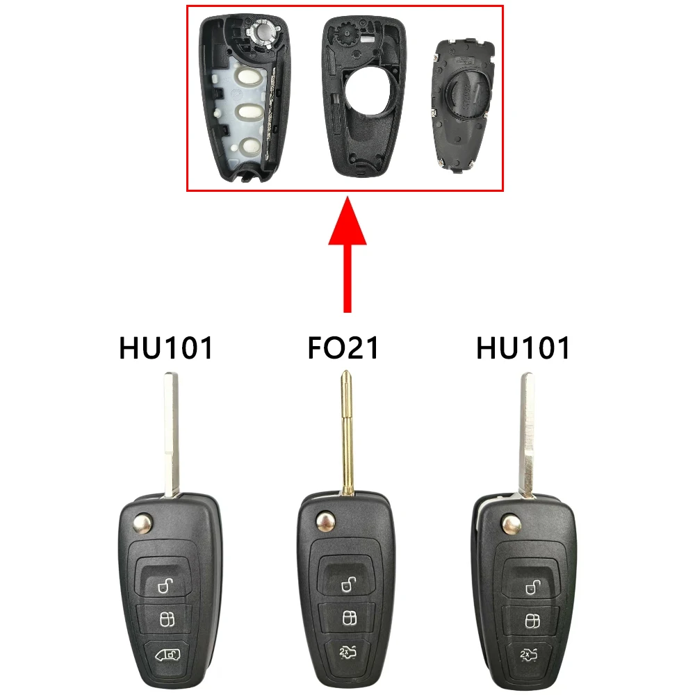 3Button FO21/HU101 Blade EB3T-15K601-BA 5WK50165 Flip Folding Remote Key Shell Fob Case For Ford Ranger 2011 2012 2013 2014 2015