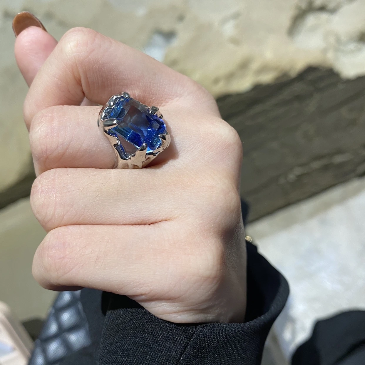 

Brass With White Gold Geo Band Rhinestoned Rings Women Jewelry Punk Party Designer Club Cocktail Party Japan Korea Fashion