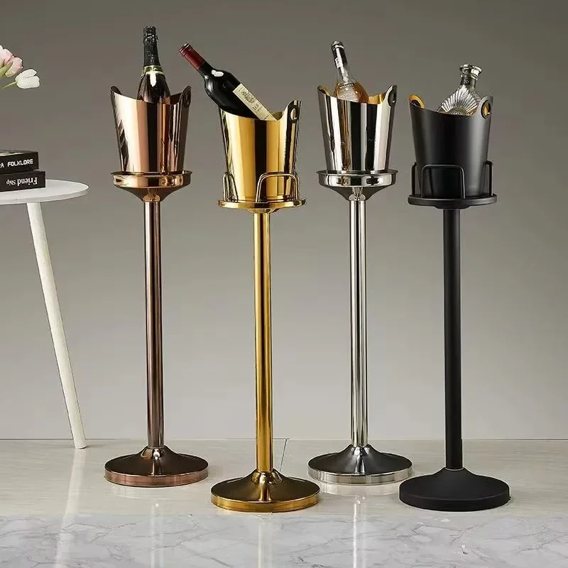 

Factory Supplier Vertical Ice Bucket Stand Stainless Steel KTV Bar Luxury Champagne Beverage Tubs wine bucket