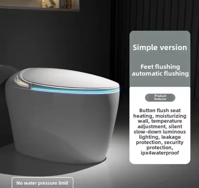 Modern Egg-Shaped Smart Toilet Ceramic Heated Seat Auto Flush Warm Air Drying S-Trap Floor-Mounted With Remote Control