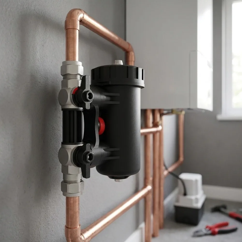 Magnetic Boiler Filter Designed for Wall Installation in Heating Systems to Improve Circulation Efficiency and System Longevity