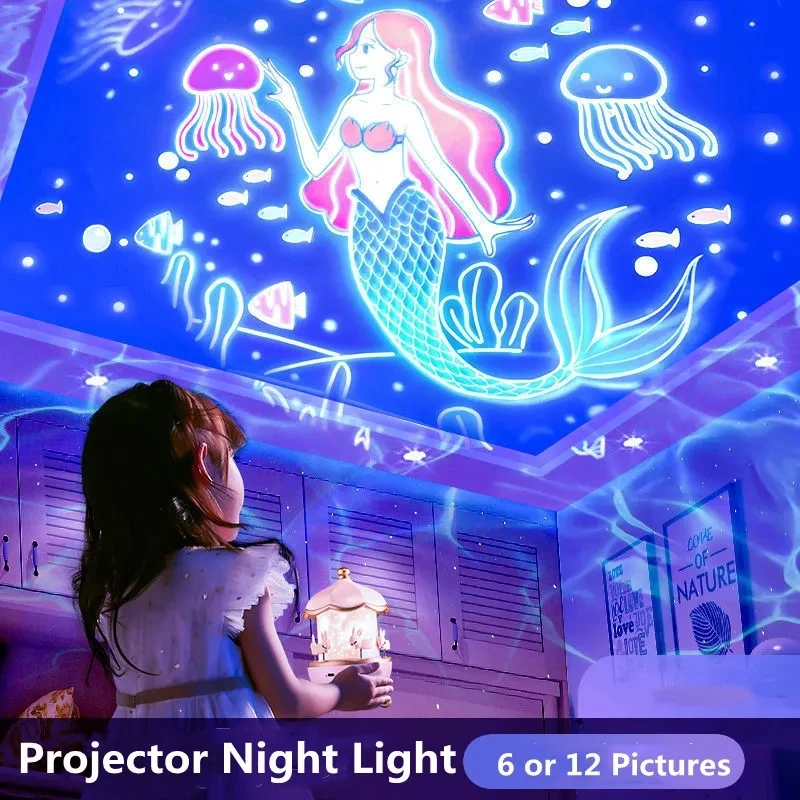 Starry Projector Night Light Rotating Sky Moon Lamp Galaxy Lamp Home Bedroom Decoration Starlight Christmas Lights for Kids Gift