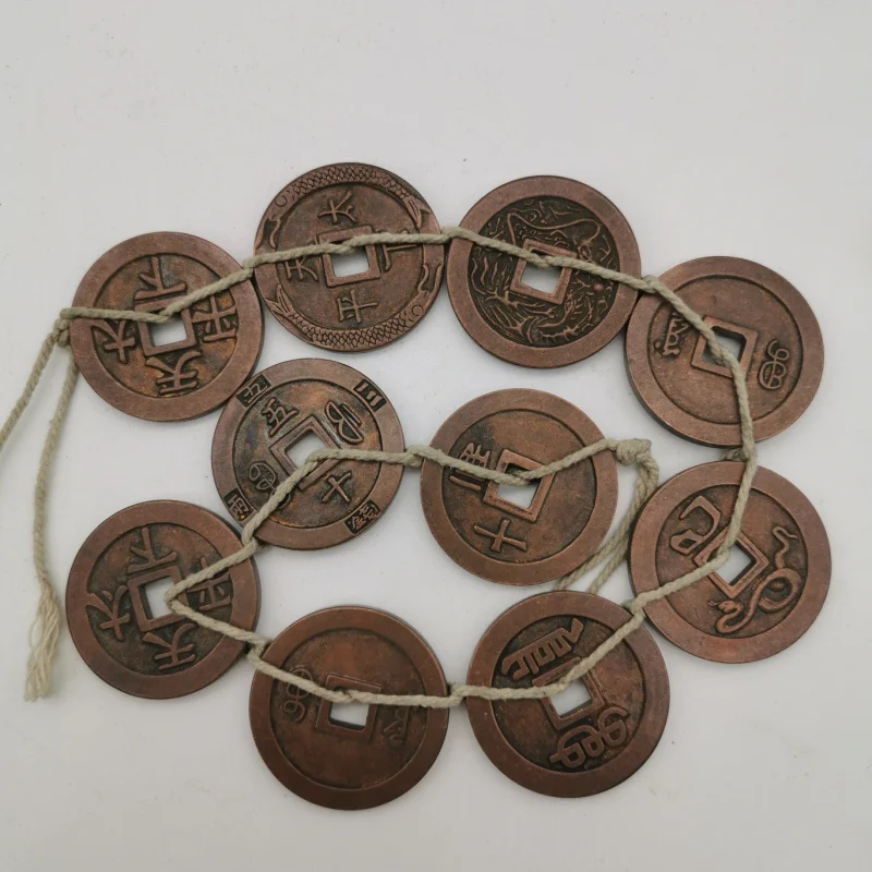 Wholesale Antique Pure Copper Qing Dynasty Square Hole Copper Coins Purple Bronze Statue Mother Coins Spend Good Luck Coins Ten