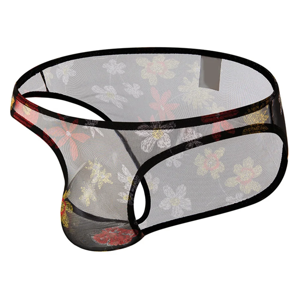 Mens See-through Ice Silk Briefs Mesh Sheer Pouch Underwear Low-rise Underpants  Soft See Through Erotic Briefs