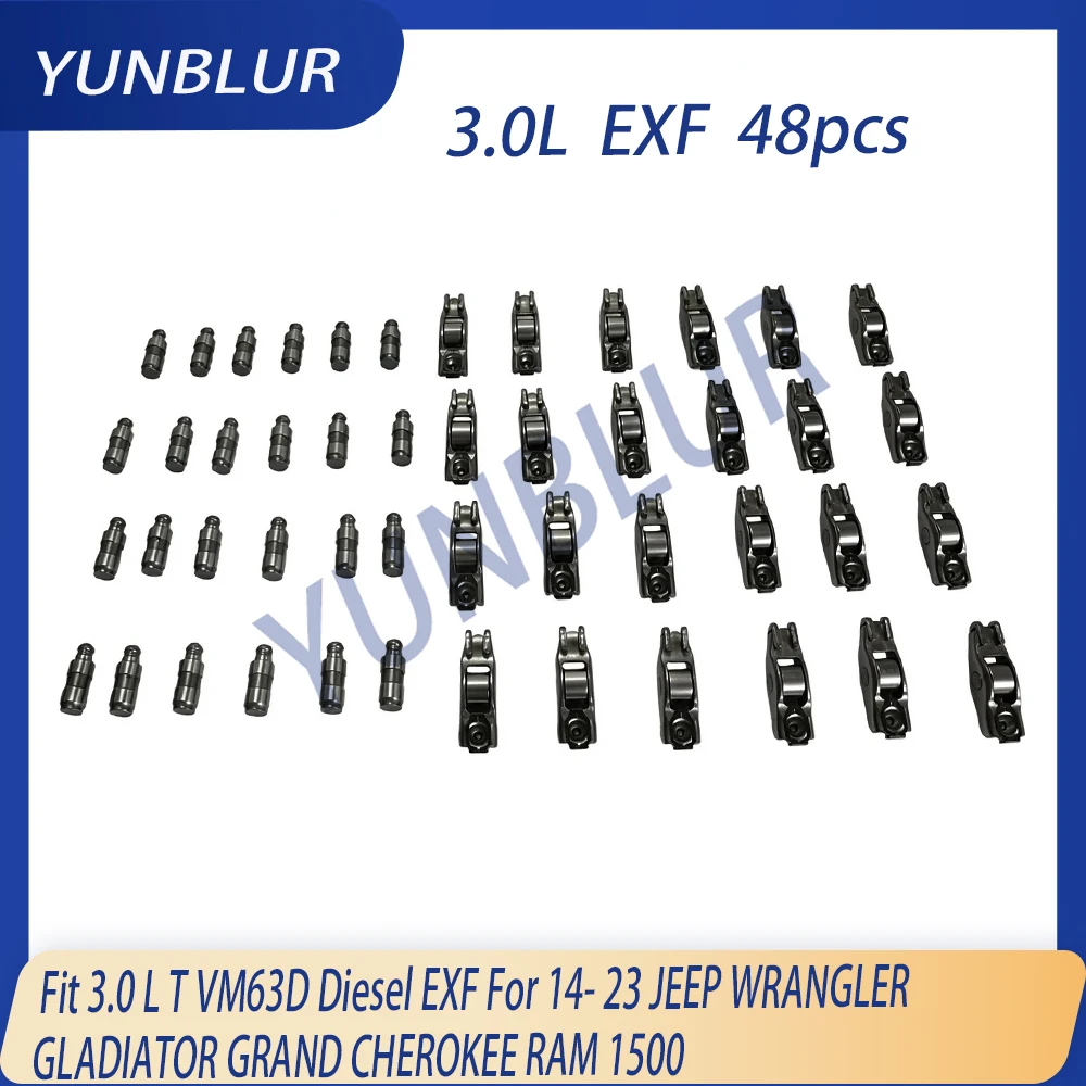 48X Engine Valve Lifter / Rocker Arm Set Fit 3.0 L T VM63D Diesel EXF For 14- 23 JEEP WRANGLER GLADIATOR GRAND CHEROKEE RAM 1500