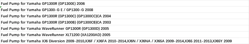 WaveRunner Fuel Pump for Yamaha GP1300R (GP1300E) 2003-2008,XLT1200,for Yamaha XJ6 Diversion