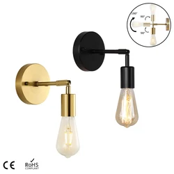 Lámpara LED de pared para dormitorio, luz Industrial giratoria de 180 °, Estilo Vintage E27, mesita de noche de baño y para espejo, accesorio de tocador