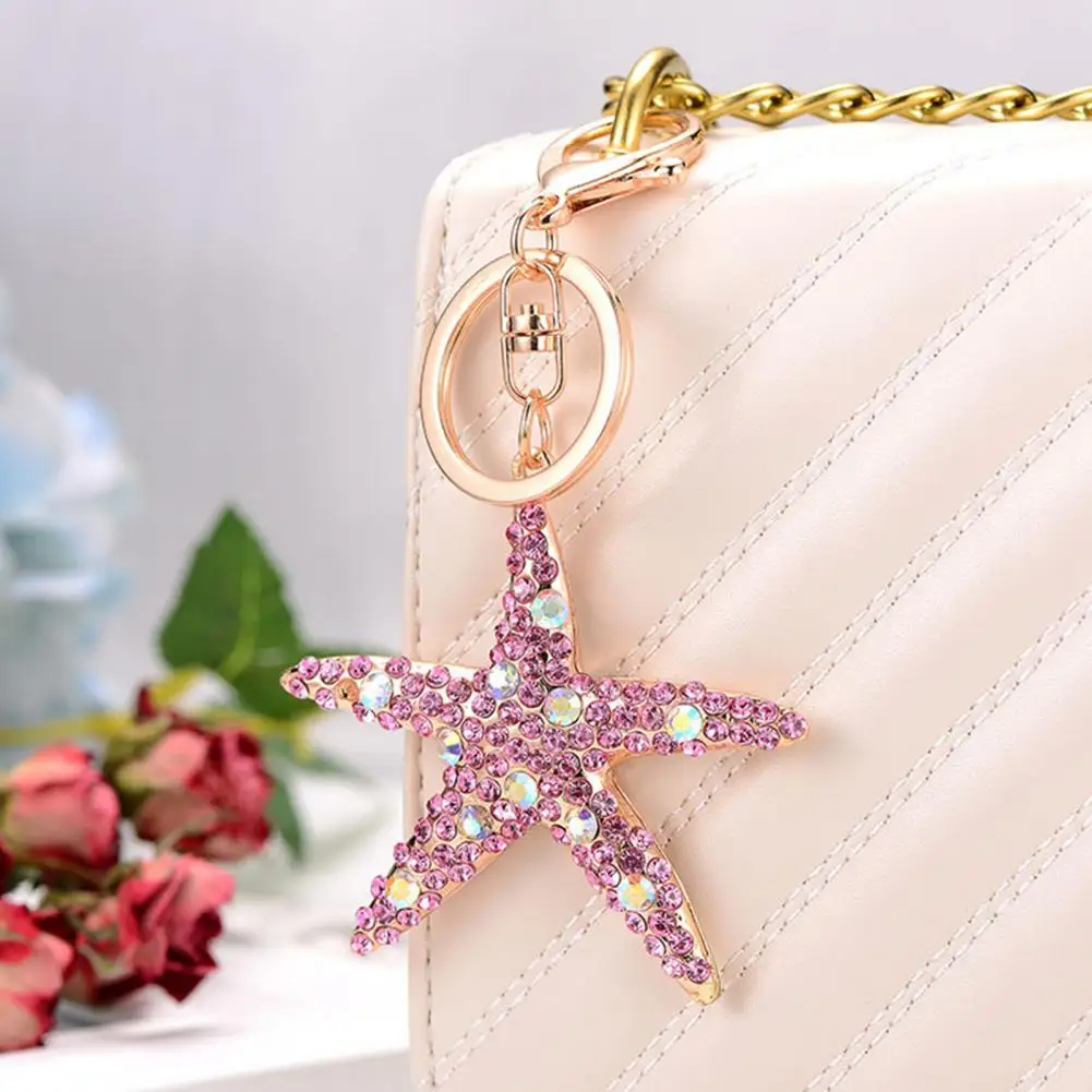 chaveiro-de-strass-em-liga-eletrogalvanizada-pingente-de-estrela-do-mar-com-strass-brilhante-design-esmaltado-com-efeito-gotejamento-de-Oleo-acabamento-liso