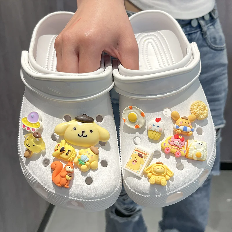 

14pcs/set Sanrio Pochacco Shoesflower Boys Girls Garden Sandals Clogs ABS Resin Decorations Sets Kids Slipper Accessories