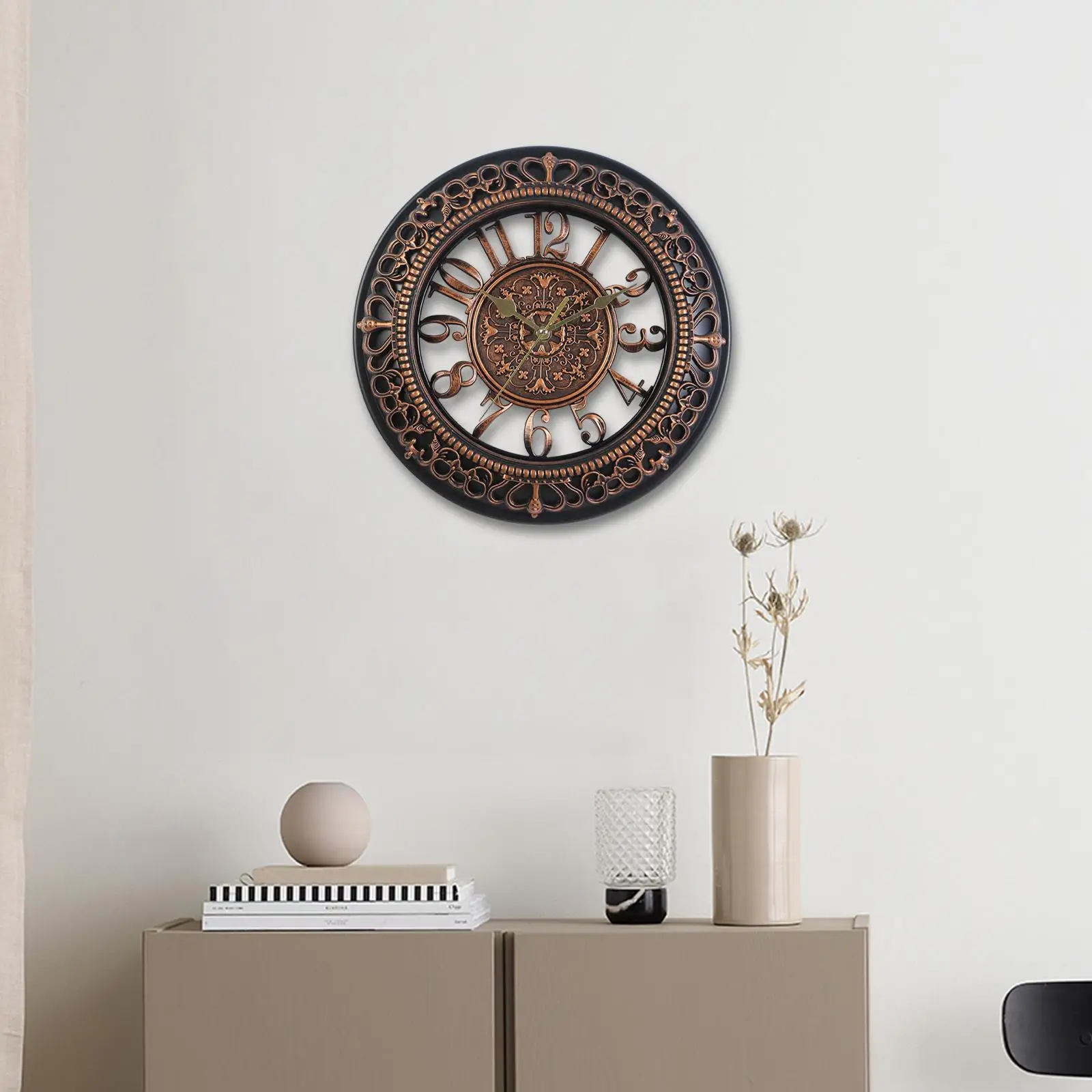 Creative Wall Clocks Silent Round Clock Hanging Battery Operated for Garden Office Bedroom School Decoration