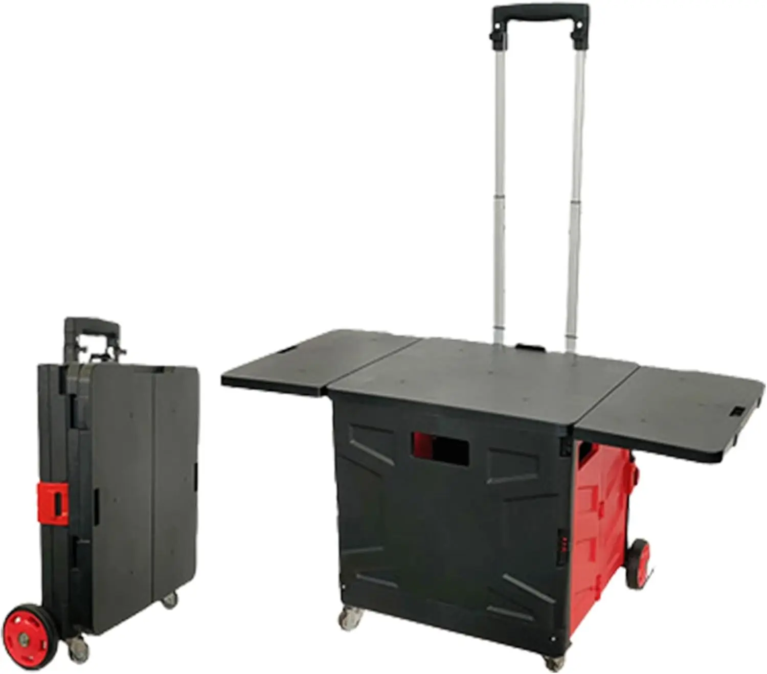 Rolling Carts with Telescopic Handle 360° Rotating Wheels Collapsible Utility Portable Picnic Table for Mobile Office, Outdoor,