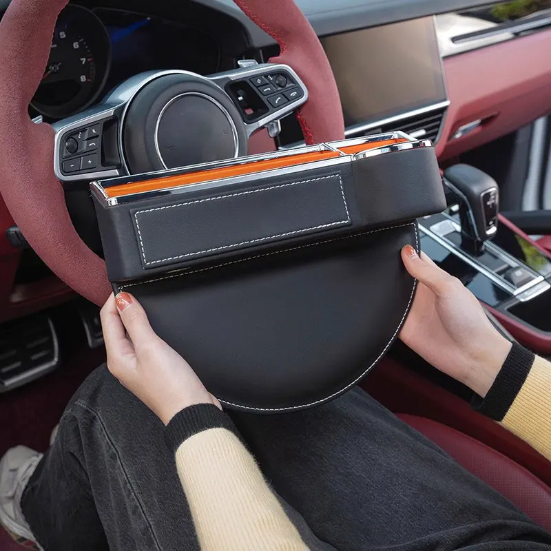 

Leather Car Seat Gap Organizer Storage Box Pocket Keys Cup Holder For Porsche Cayenne 92A 9YA Macan GTS 95B Panamera Taycan 718