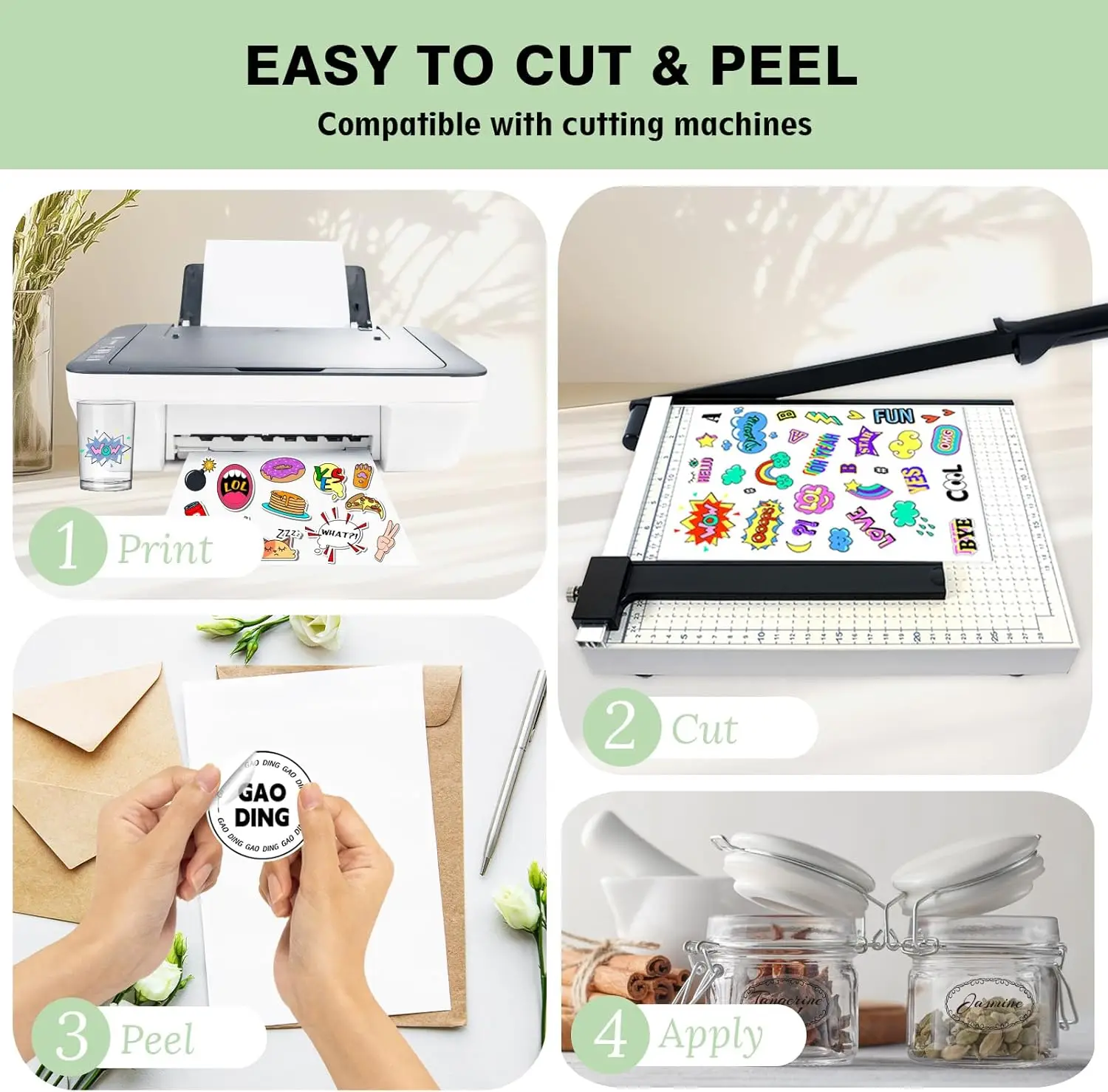 20 Sheets Printable Vinyl Sticker Paper,Translucent A4 (8.3x11.7 Inch) 65% Clear Self-Adhesive Sheets, Waterproof,Dries Quickly