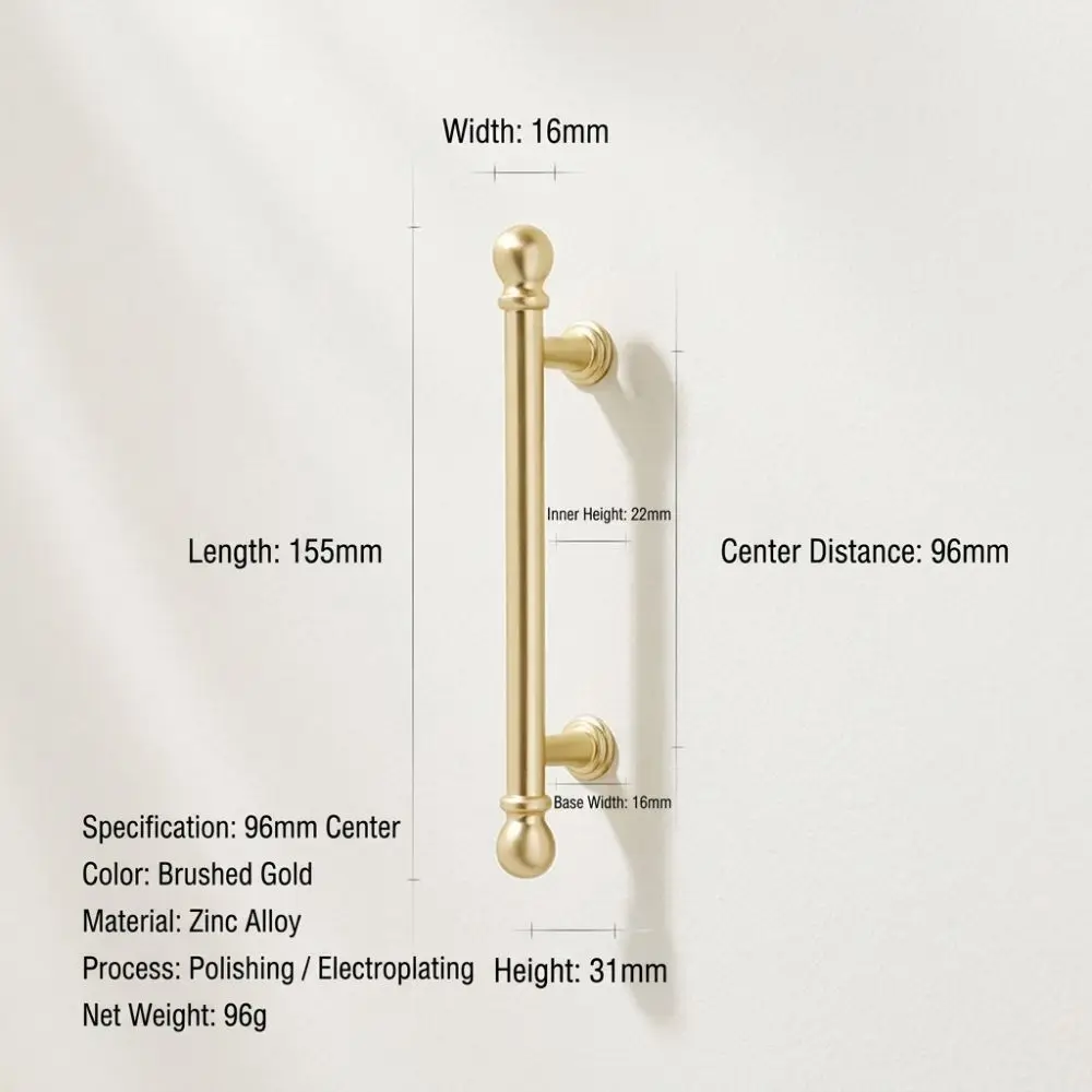 New Zinc Alloy Cabinet Knob Single-Hole Brushed Finish Cabinet Door Handles Electroplated Gold Wardrobe Handle for Wardrobe