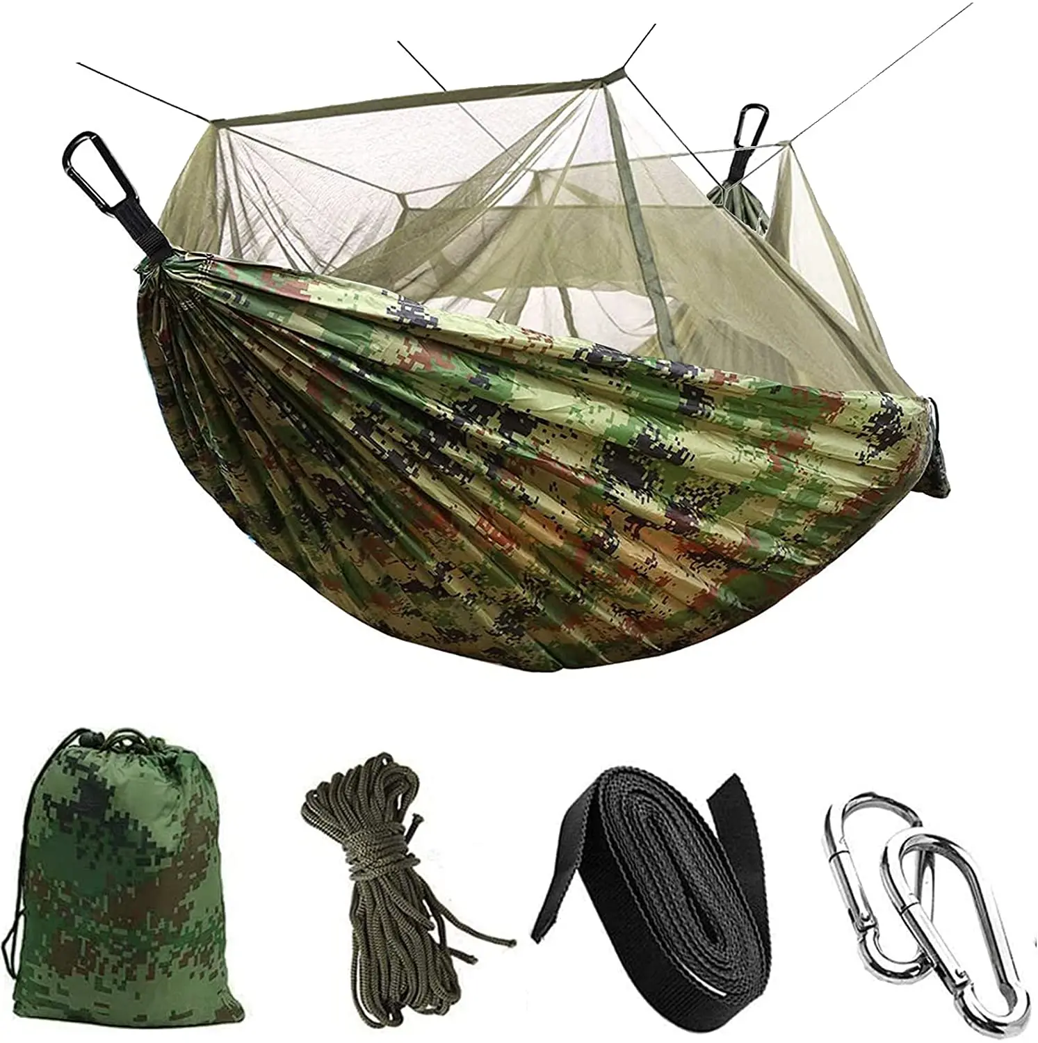 

Outdoor Portable Parachute Double Camping with Mosquito Net 10ft Hammock with Carabiners Tree Straps