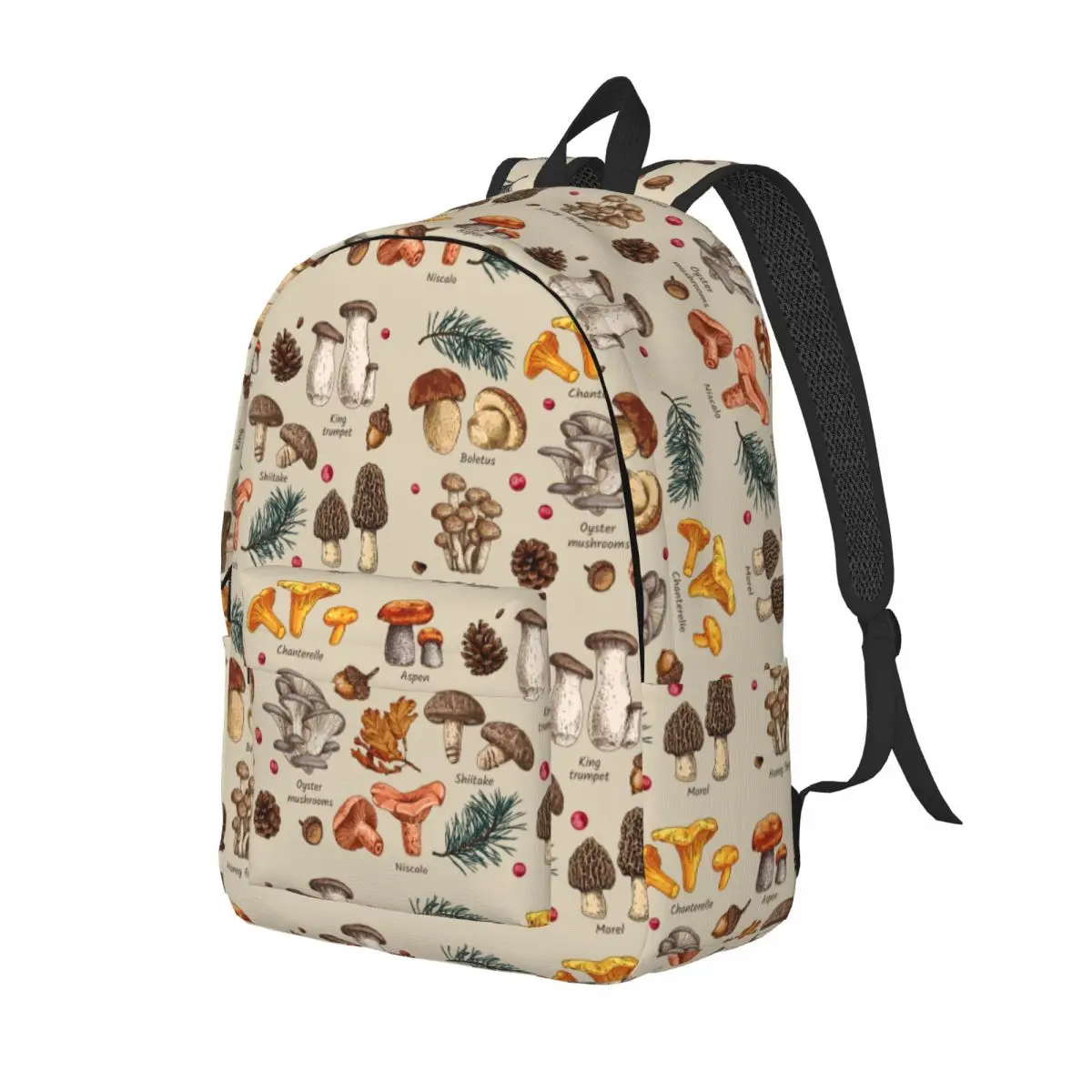 Autumn Theme Vintage Mushroom Backpack for Preschool Primary Student Schoolbag Edible Mushrooms Collection Bagpack Daypack Bag