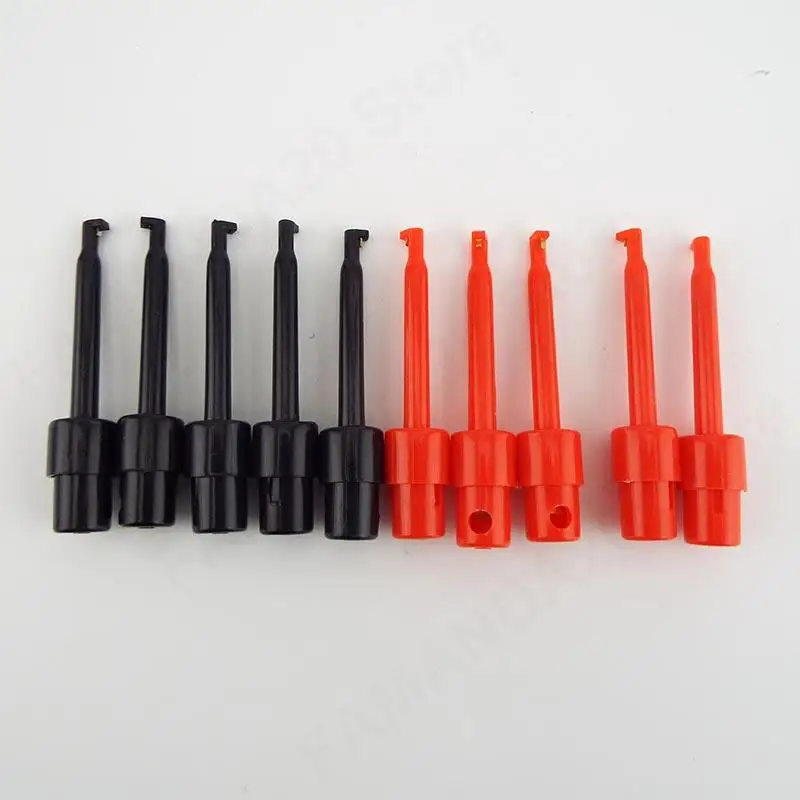 5 red 5 black Mini Single Test Hook Clip Test Probe for Electronic Testing Grabber Round Crocodile Clip Hook Test Clip M20