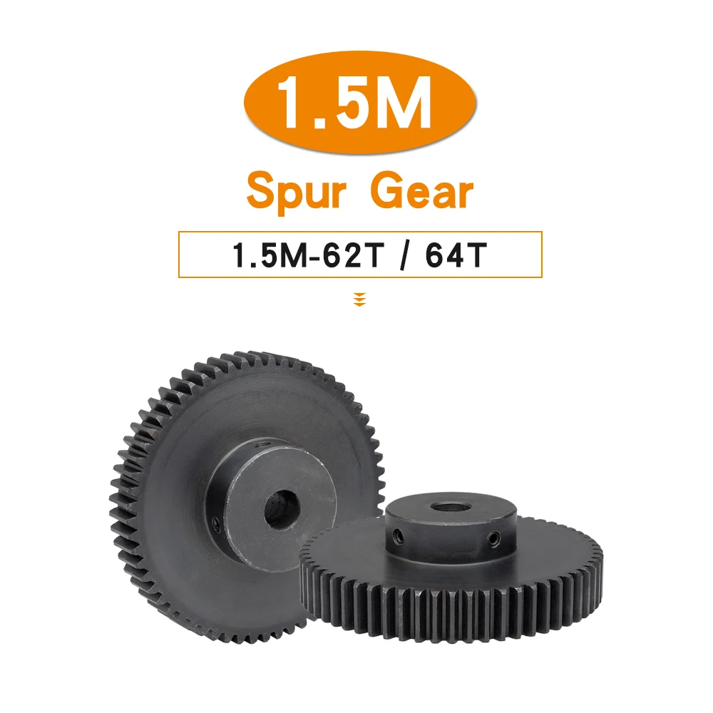 

1.5 M62/1.5M64T Spur Gear Bore Size 10 mm Motor Gear SC45#Carbon Steel Blackening High Frequency Quenching Transmission Parts