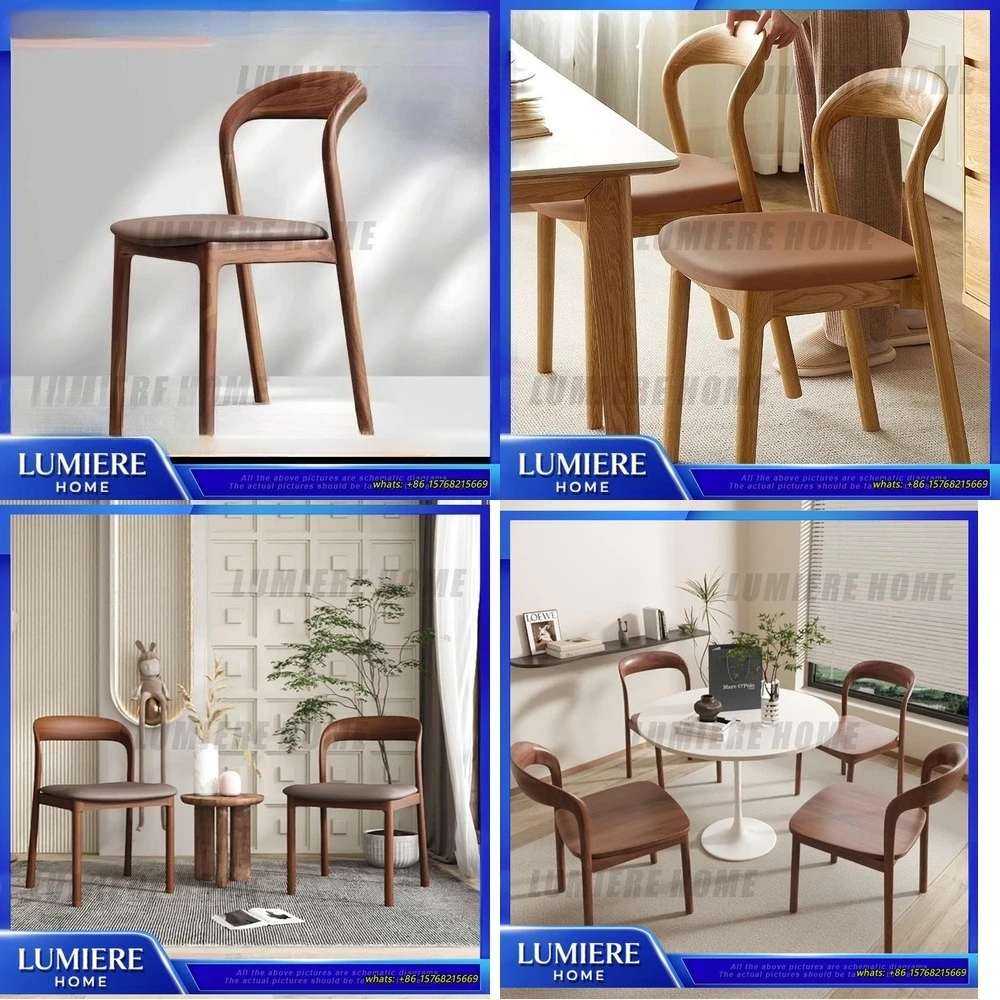 

Solid Wood Ash Dining Chair Nordic Minimalist Backrest Chair for Home Restaurant Cafe Hotel Furniture Natural Wood Finish Sturdy