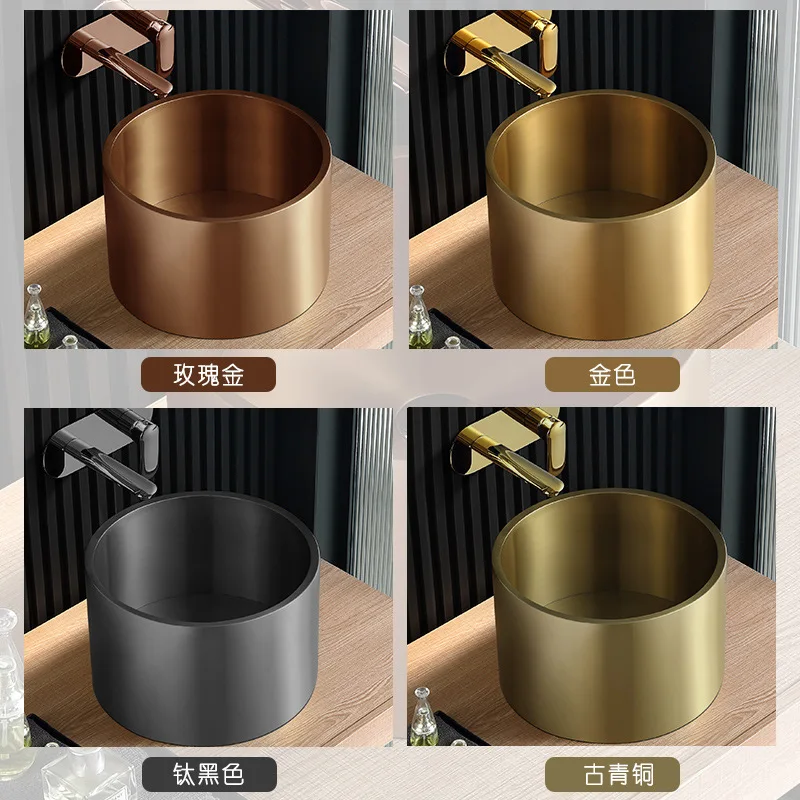 

Luxury Round Bathroom sink 400*255mm Modern Above counter basin Top Quality Rose gold Wash basin SUS304 Stainless steel Gold