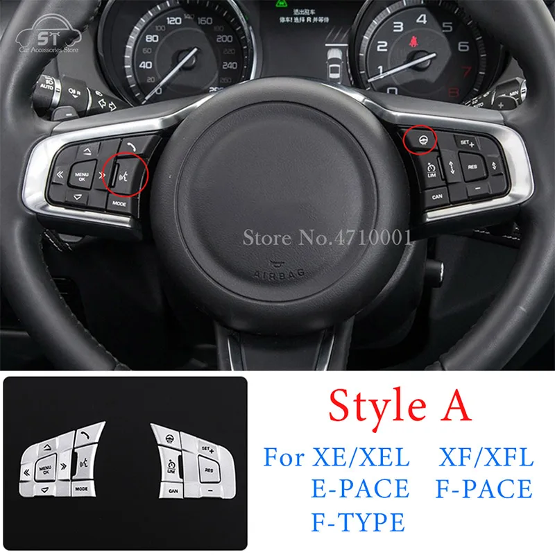 Aluminum Alloy Silver For Jaguar XE XF F-PACE E-PACE F-TYPE Car Steering Wheel Button Sequin Decorative Sticker Car Accessories