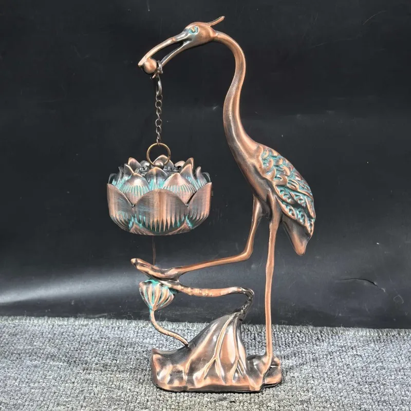 Antique-style bronze crane incense burner, tea ceremony incense burner, sandalwood incense burner, home decor crafts