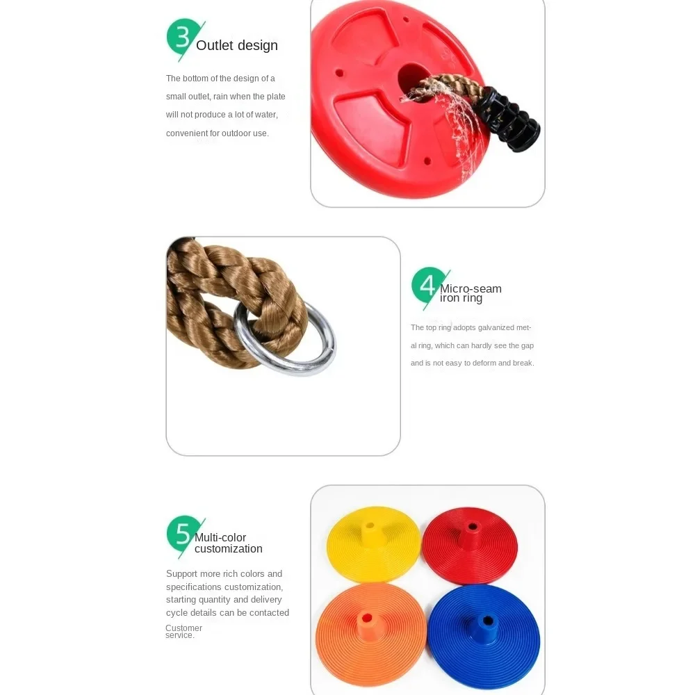 New Heavy Duty Climbing Rope Swings Plastic Disc with Hanging Strap Disc Tree Swing Seat Creative Toy Swings for