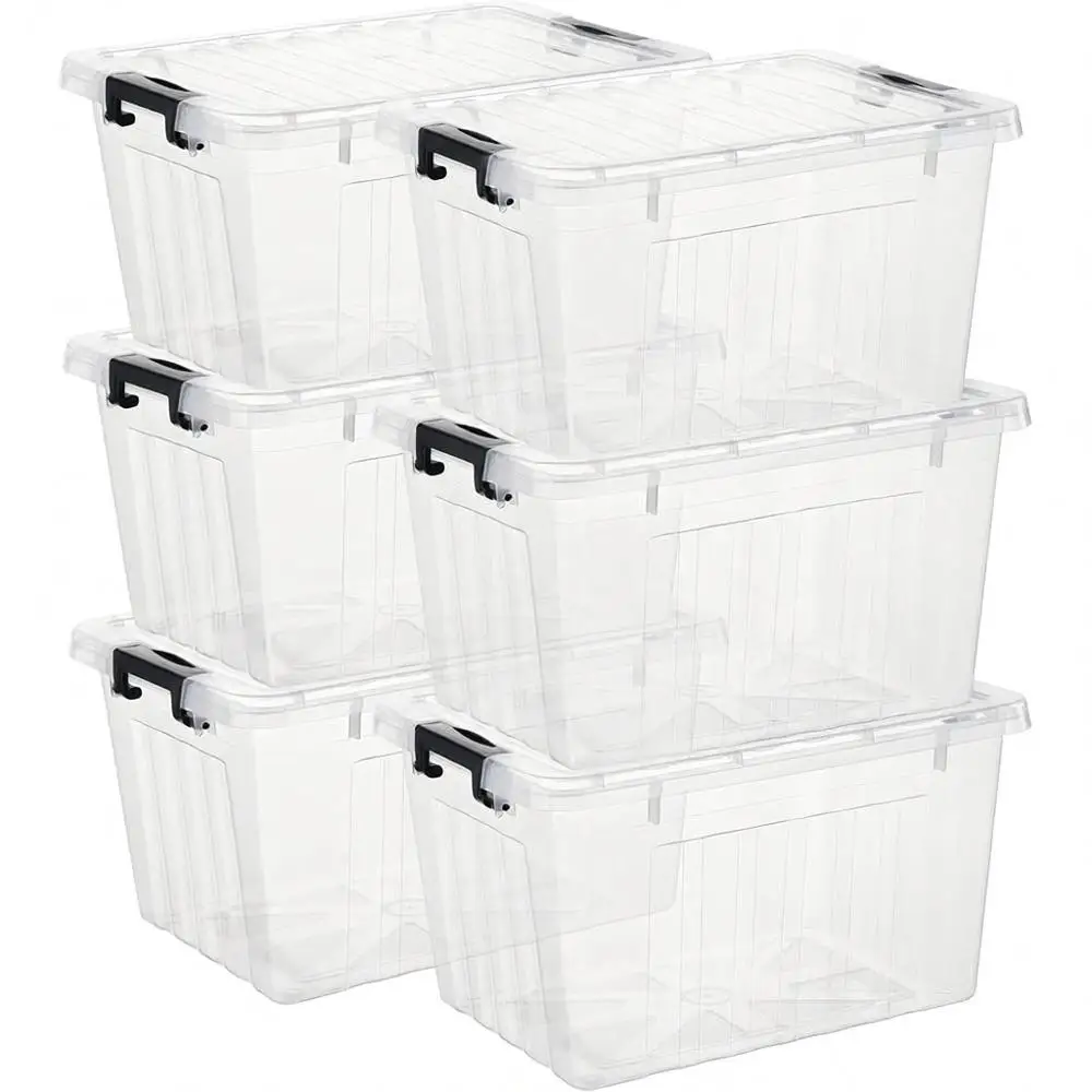 

Stackable Clear 18-Quart Plastic Storage Bin with Snap Lid, 6-Pack