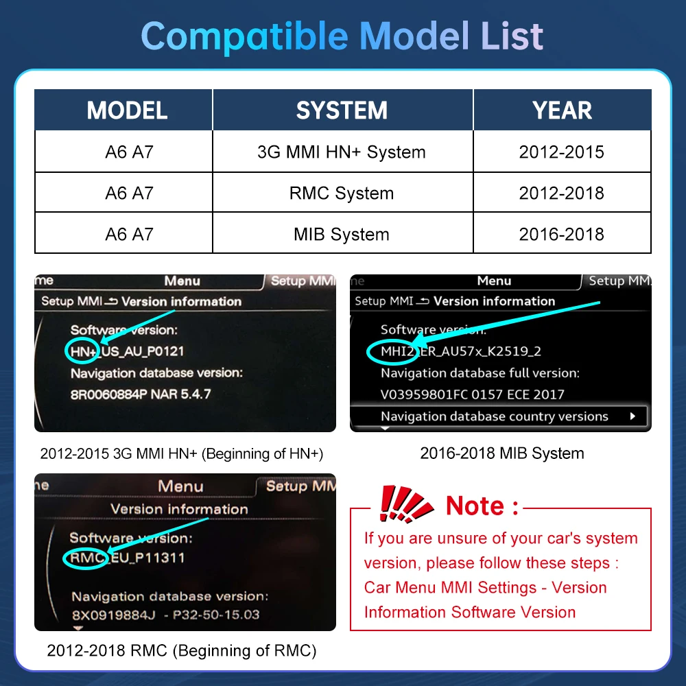 Road Top 10.25 inch 12.3'' Ultra-Thin Touch Screen Multimedia Display for Audi A6 A7 3G MMI HN+ RMC MHI2 System 2011-2018 with Airplay Wireless Carplay And Android Auto