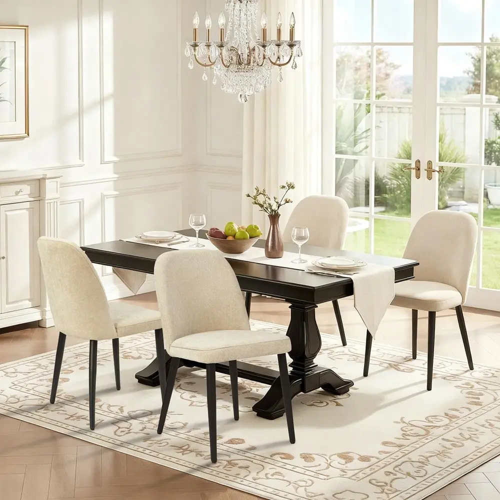 

Dining Chairs Set of 4, Modern Chenille Fabric Dining Room Chair Kitchen Chairs with Deep Seat amp Metal Legs, Farmhouse Dinner