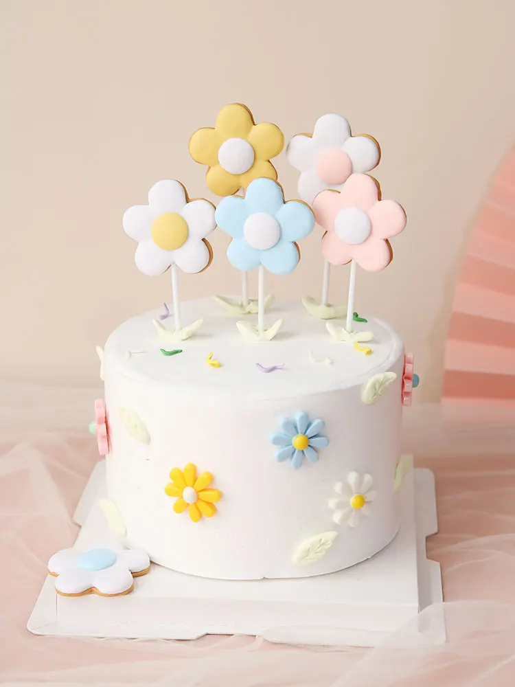 

Color Daisy Flowers Girl Birthday Cake Topper Soft Pottery Baby Shower Favor Gifts Cupcake Wedding Dessert Party Baking Supplies