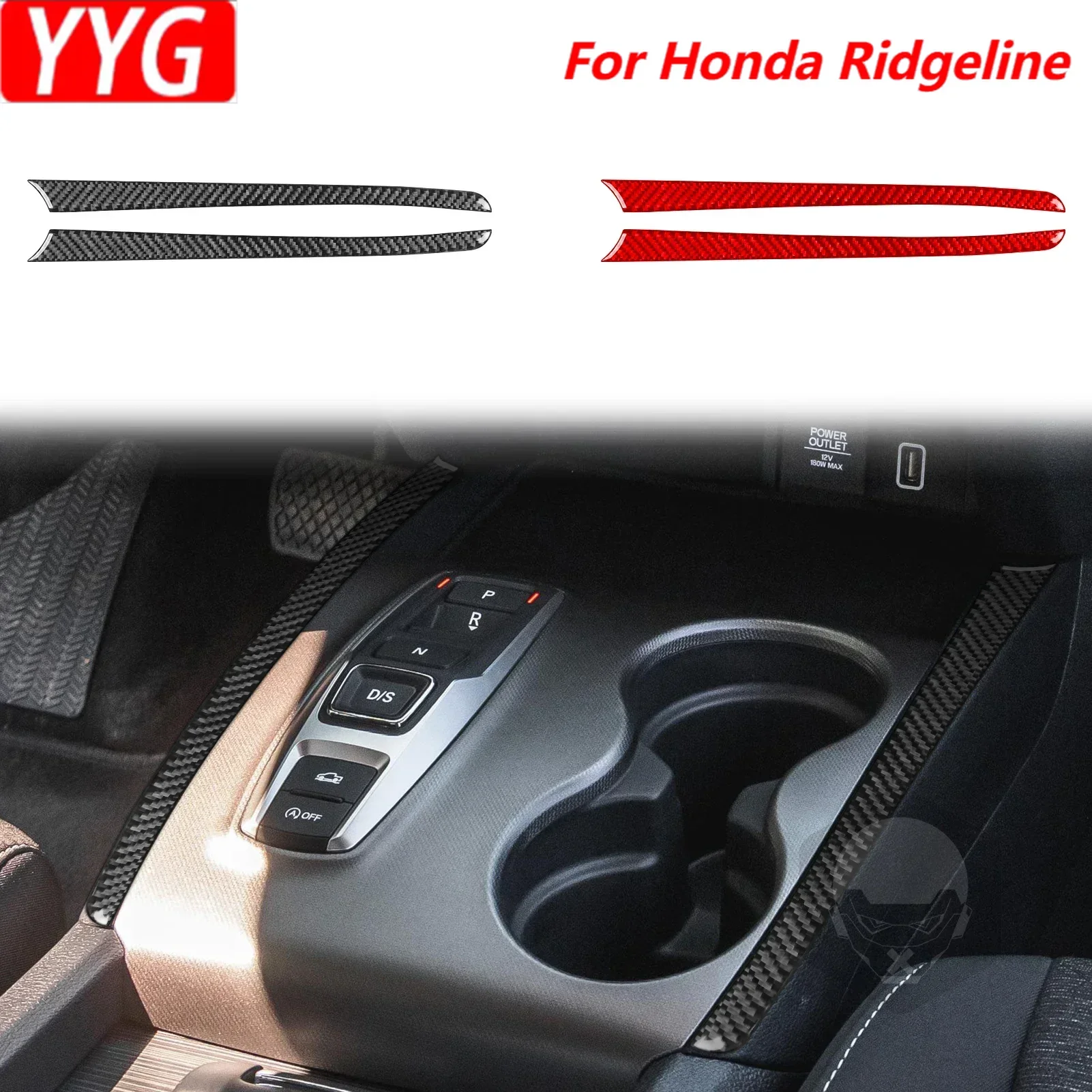 For Honda Ridgeline Pilot Passport Car Accessories Carbon Fibe Gear Shift Sides Strip Panel Interior Cover Trim Modified Sticker