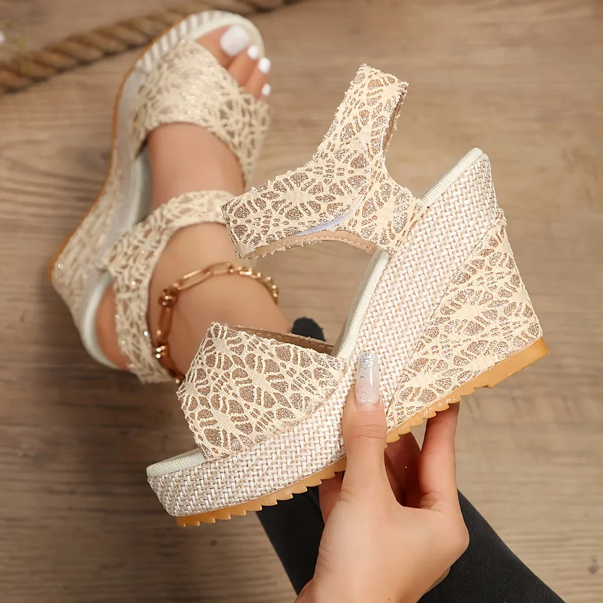 Women Sandals Summer Wedge Shoes Peep Toe Platform Sandals Luxury Designer Shoes Heels Women Sexy Party Dress Women Sandalias