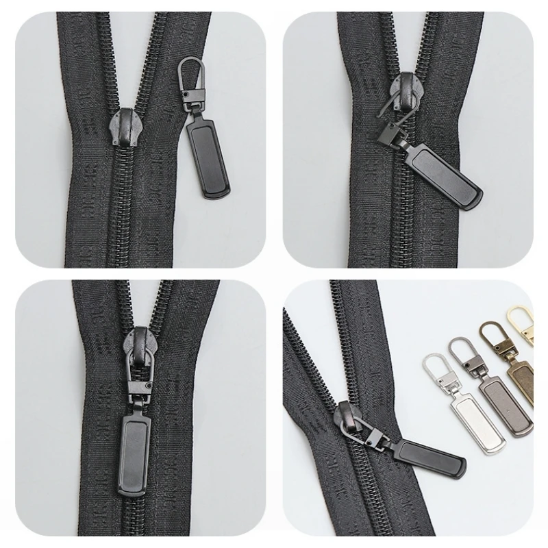 5/10 Stück Metall-Reißverschlusszieher, DIY-Näh-Reißverschlussschieber, Ersatz für Sofortreparatur, Universeller Reißverschlusskopf für Kleidung und Taschen – Detail 4