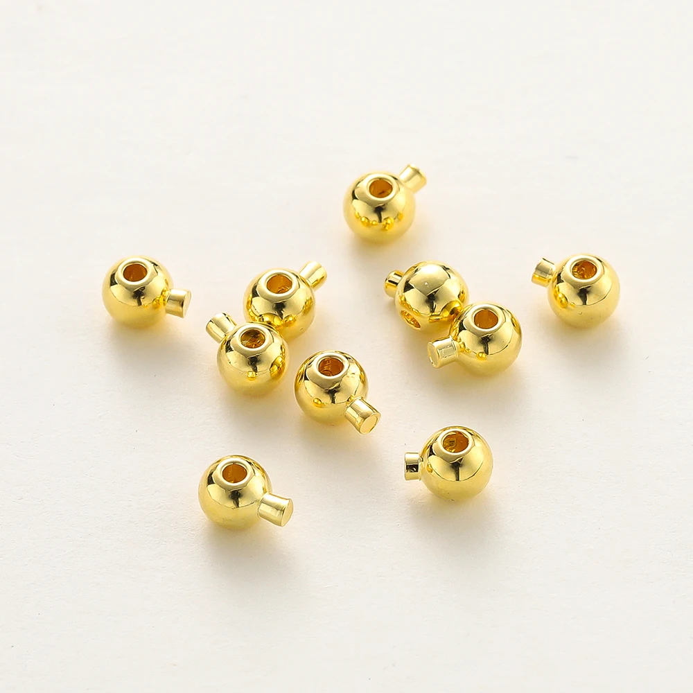 20Pcs/Lot 14K/18K Gold Color Plated Brass Clip Station Clasps Ball Snap Clasps for DIY Jewelry Making Findings Supplies