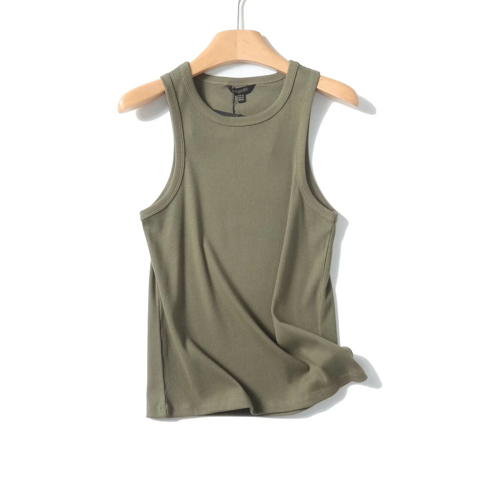 Tangada 2024 Women Summer 95% Cotton Knitted Camis Tank Top Sleeveless Soft Quality Shirts 6D022