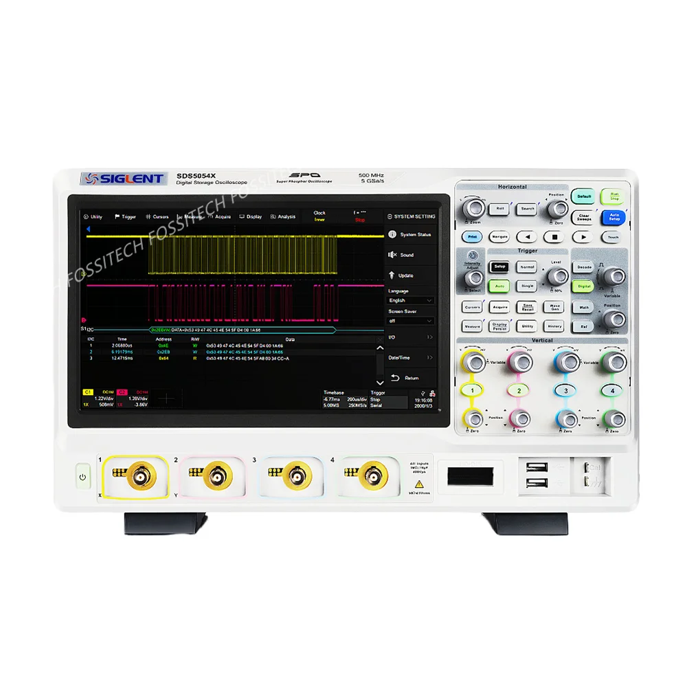 SIGLENT-osciloscopio de almacenamiento Digital, SDS5034X, SDS5054X, SDS5104X, 350MHz, 1GHz, 4 canales, 5GSa/s, 500"