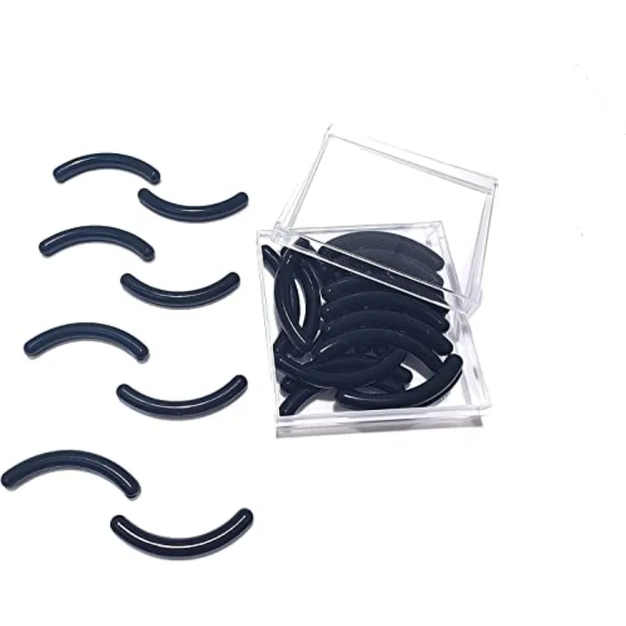 

28pcs Eyelash Curler Refill Pads - Silicone Rubber Universal Eye Lash Curler Replacement with Clear Storage Box Black
