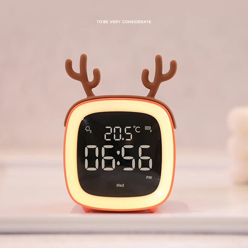 Digital Electronic Clock Rechargeable Clock Cartoon Children Desk Clock With Night Light With Temperature Displayчасы настольные