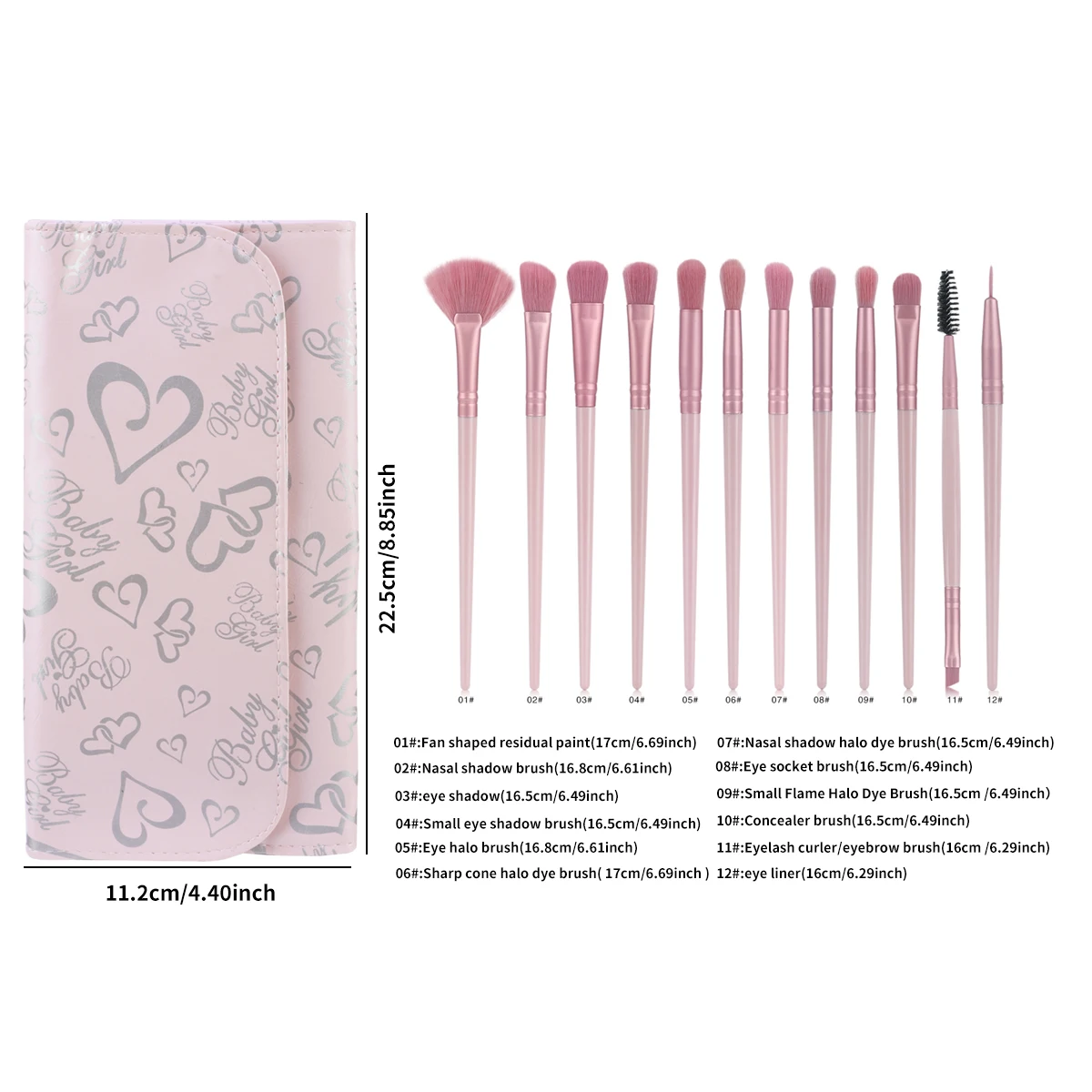 12メイクブラシセット目アイシャドウブラシアイライナーブラシ眉毛ブラシブレンディングブラシファンブラシメイクアップツール
