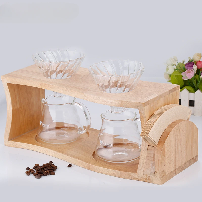 Coffee Filter Bracket Wooden Filter Paper Storage Coffee Drip Filter Rack Double Hole Hand Punch Bracket Espresso Accessories