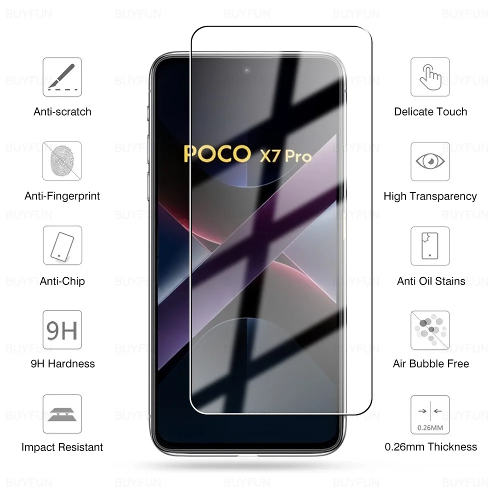 Front Glass Film For Xiaomi Poco X7 Pro 5G Tempered Glass Screen Protector Xiomi Poko X 7 7pro X7pro Pocco Mi Poxo Xiami Xaomi