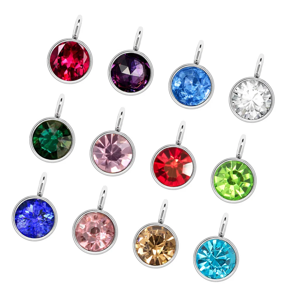 

24Pcs Birthstone Pendant Alloy Mixed Colors Crystal Hanging DIY Jewelry Making Accessories for Necklace Bracelet Keychain Crafts