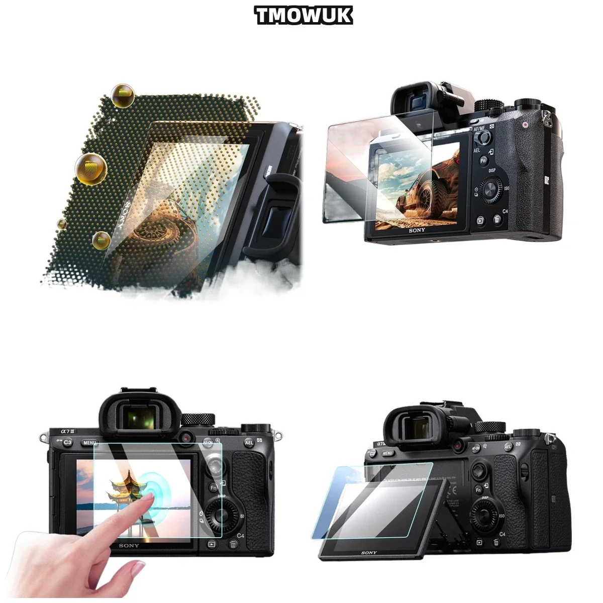 For A7M4 A6700 A7C2 A7CR A7IV 3D Curved Edge Glass, Professional Monitor Shield With Lint-Free Wipes Included4