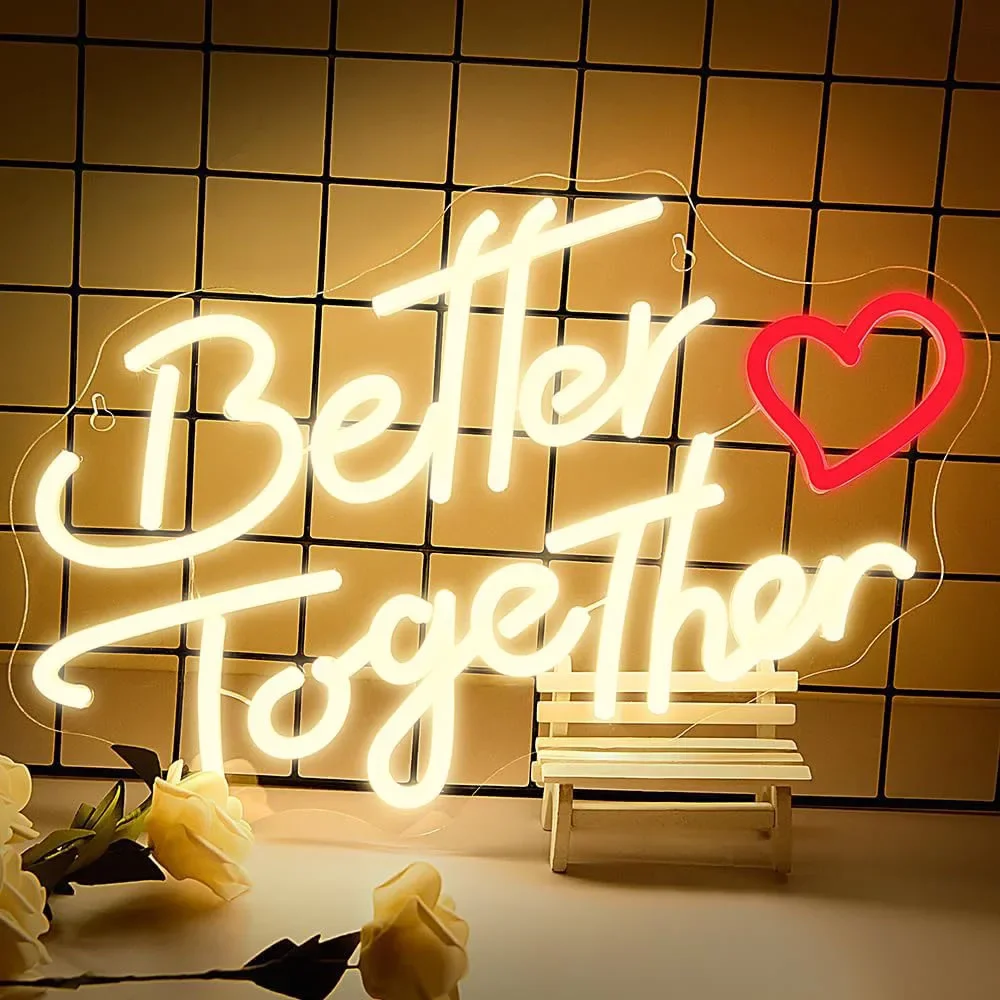 

Better Together Neon Signs Better Together Text Wedding LED Neon Signs Led Neon Signs for Wall Decor Wedding Light Decoration