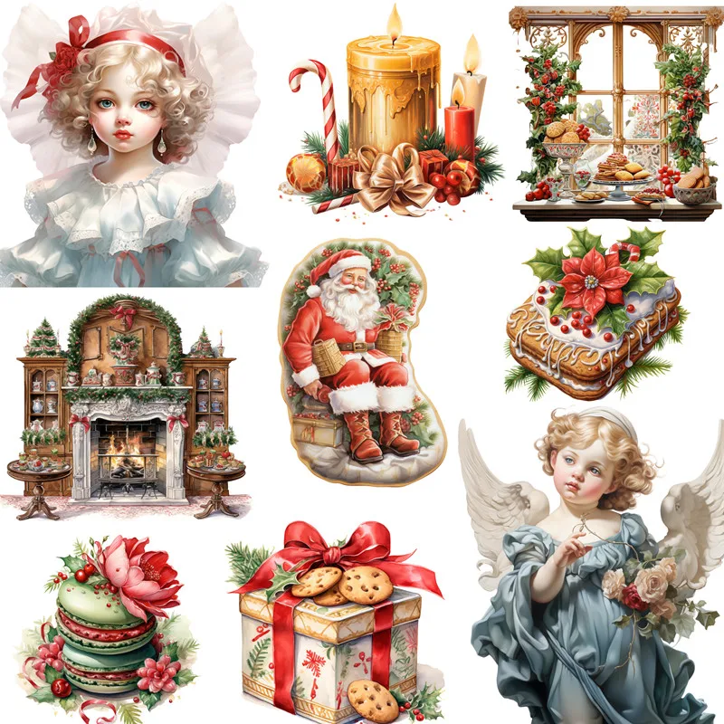 Vintage Christmas Stickers Crafts And Scrapbooking stickers kids toys book Decorative sticker DIY Stationery