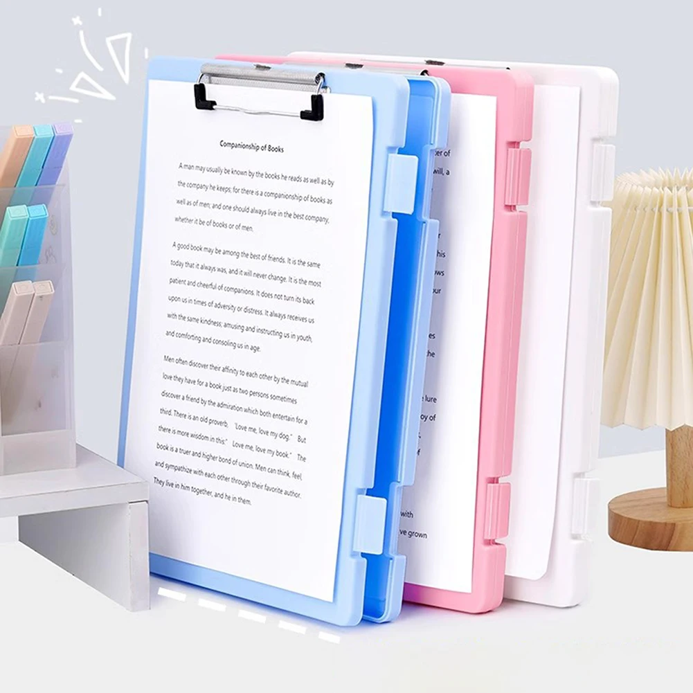 Large-Capacity A4 Clipboards File Folder Box Sturdy Plate Clip Design Multi-functional for Efficient Paper Storage for Students